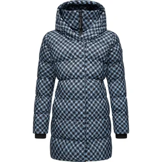 Steppmantel RAGWEAR "Niara Print", Damen, Gr. XXXL (46), blau (cloud), Obermaterial: 100% Polyester, Innenfutter: 100% Polyester, Wattierung: 100% Polyester, modisch, tailliert ca. Mitte Oberschenkel, hoch geschlossener Ausschnitt, Langarm Ärmel ohne Ärmelschlitz Rippstrickbündchen, Mäntel, wasserdichter Mantel mit angesagtem Hahnentritt Muster