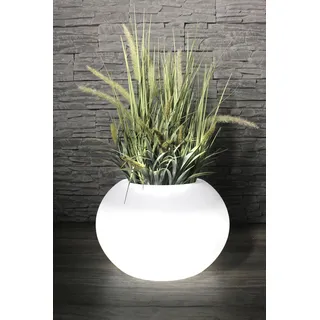 Arnusa Moderner runder beleuchteter Blumenkübel 35x24 cm Pflanzgefäß PL405S Blumentopf LED RGB mit Akku und Netzteil Indoor Outdoor