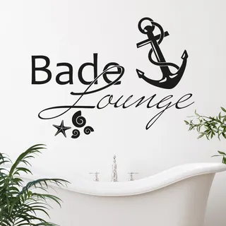 GRAZDesign Wandtattoo Bad Bade Lounge maritime Deko als Aufkleber | Anker - 77x57cm / 049 königsblau