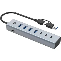 Conceptronic HUBBIES20G (USB-C, 7 Ports), Dockingstation + USB Hub, Grau