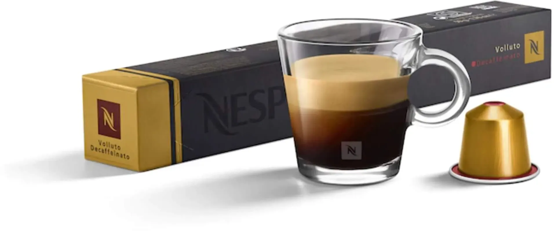 Nespresso Volluto Decaffeinato Original Line 10 Espresso Kaffeekapseln Gold 40 ml Süß & leicht