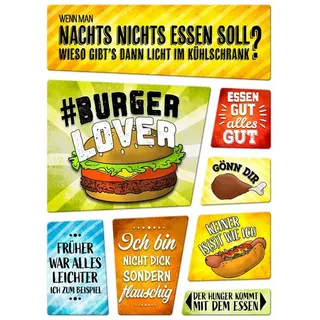 trendaffe Kühlschrankmagnete 8er Set mit Sprüchen zum Thema Essen Kühlschrank Burger