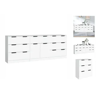 vidaXL 3-tlg. Sideboard Weiß Holzwerkstoff