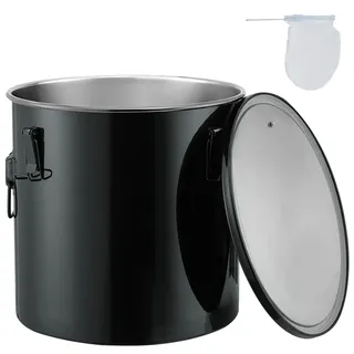 Vevor Fritteusen-Fetteimer Öl-Entsorgungsbehälter 30 L, Edelstahl-Fritteusenöleimer, Rostfreie Beschichtung, Öltransportbehälter mit Deckel, Filterbeutel zum Filtern von Heißem Speiseöl, Schwarz