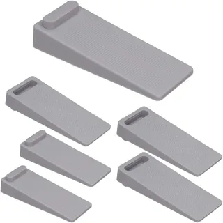 Relaxdays Türstopper Keil, 6er Set, rutschfest, höhenverstellbar, Türpuffer Boden, PVC, HBT: 2x4x9,5 cm, Türkeile, grau