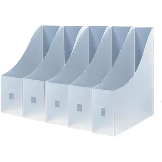 Fayemint 5 Stück Stehsammler, Stehsammler Weiß, Zeitschriftensammler aus Kunststoff, für Schreibtisch, Archiv und Aufbewahrung (Transparent)