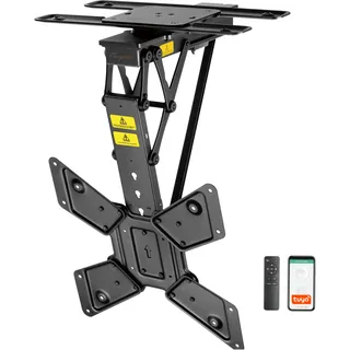 EasyLife TV Deckenhalterung elektrisch drehbar & schwenkbar + Smart Home Integration, 23-65 Zoll, VESA Halterung bis 400x400 für LCD/OLED Fernseher, Monitor, Display, Smartboard, Schwarz