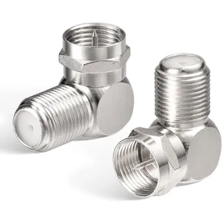SUPERBAT SAT F Stecker 90°rechtwinkliger Adapter/F-Buchse auf F-Stecker/F-Adapter für TV-Kabelstecker Antennenkabel Satellitenkabel 2 Stück