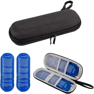 Insulin Kühltasche mit 2 Kühlakku,Klein Diabetes Tasche Kühlbox für Diabetikerutensilien Pen Kalt,Isoliert Medikamententasche Diabetische Kühler Medikamente Spritzstift Spritzen Case Reise (Schwarz)
