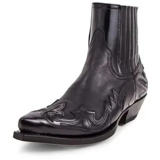 SFSSWSRYDF Herrenstiefel Cowboy Westernstiefel Knöchelboots Kurzschaft Stiefel Gothic Stilvoll Chelsea Stiefel 38-48,Schwarz,42 EU - 42 EU