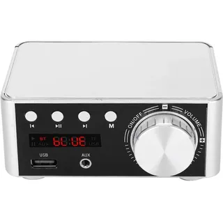 Walfront HiFi BT 5.0 Digital Audio Amplifier Board Memory Card Player Mini -Verstärkerempfänger 50W X 2 Stereo für den Amp -Verstärker (Silver)