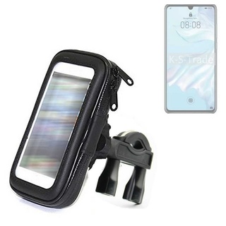 K-S-Trade Fahrrad-Halterung kompatibel mit Huawei P30 Lite Handy-Halterung Halter Lenkstange Fahrradhalterung Motorrad Bike Mount Wasserabweisend Regensicher Schwarz