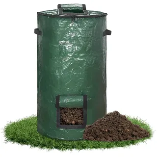 mizikuu Stand up Komposter Garten, 120L Schnellkomposter mit Deckel und Kompost Entnahmefenster Gartenkomposter Composter Kunststoff Behälter Kompostsack Laubsack Gartenabfallsack Thermokomposter