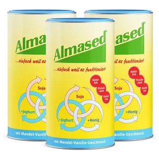Almased mit Mandel-Vanille Geschmack zur flexiblen Gewichtsabnahme – 3x 500g – proteinreicher Mahlzeitenersatz – niedriger glykämischer Index – 30 Portionen
