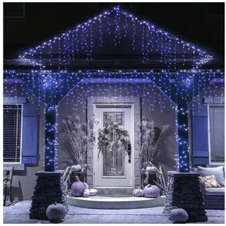 salcar 5m LED Eisregen Lichterkette Außen Innen, Lichtervorhang Fenster Weihnachten, Weihnachtsbeleuchtung Strom 31V mit 8 Beleuchtungsmodi und