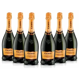 Canti - Prosecco D.O.C. Extra trocken Millesimato Wein, italienische Glera-Rebsorte aus Veneto, fruchtiger und blumiger Geschmack, 6x750 ml