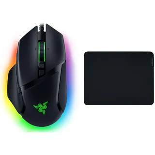 Razer Basilisk V3 - Kabelgebundene, anpassbare Gaming Maus mit Chroma RGB für PC/Mac Schwarz & Gigantus V2 Medium - Weiches Gaming-Mauspad für schnelle Spielstile, 360 x 275 x 3mm - Schwarz