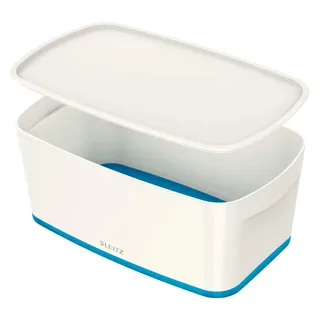 Aufbewahrungsbox 5,0 l perlweiß/blau 31,8 x 19,1 x 12,8 cm