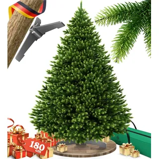 Kesser KESSER® Weihnachtsbaum künstlich – wie echt – naturgetreuer Tannenbaum mit Holzständer + Tasche, dichte Zweige, kein Nadeln, realistischer Pine Tree, Christbaum, Dunkelgrün