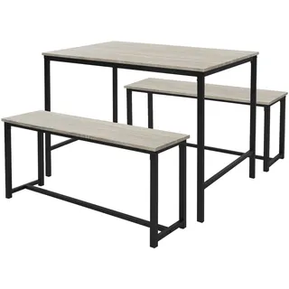 ML-Design 3-teilig, Sonoma-Eiche, Esszimmer Essgruppe Sitzgarnitur Sitzgruppe Tisch und 2 Bänken, für 4 Personen,