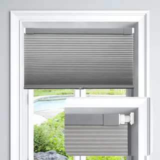 LazBlinds Jalousie, schnurlos, zellular, für Fenster, kein Werkzeug, kein Bohren, Lichtfilterung, für Fenstergröße 79 x 162,5 cm (B x H), Taubengrau