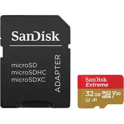 SANDISK Extreme UHS-I V30 für Action Cam (32 GB, microSDHC, U3, UHS-I), Speicherkarte, Rot, Gelb, Weiss