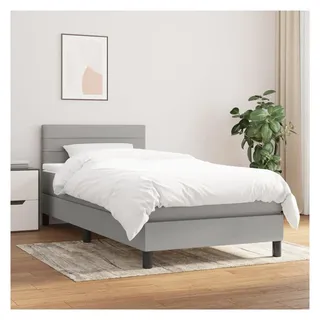 vidaXL Boxspringbett mit Matratze Hellgrau 100 x 200 cm Stoff