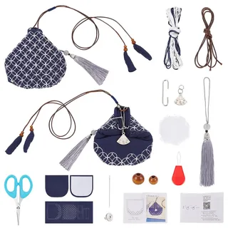 FREEBLOSS Sashiko Coin Purse DIY Kit mit Anleitung Sashiko Kit für Anfänger Japanische Sashiko-Stickerei Tasche für Mädchen Mütter Geschenk