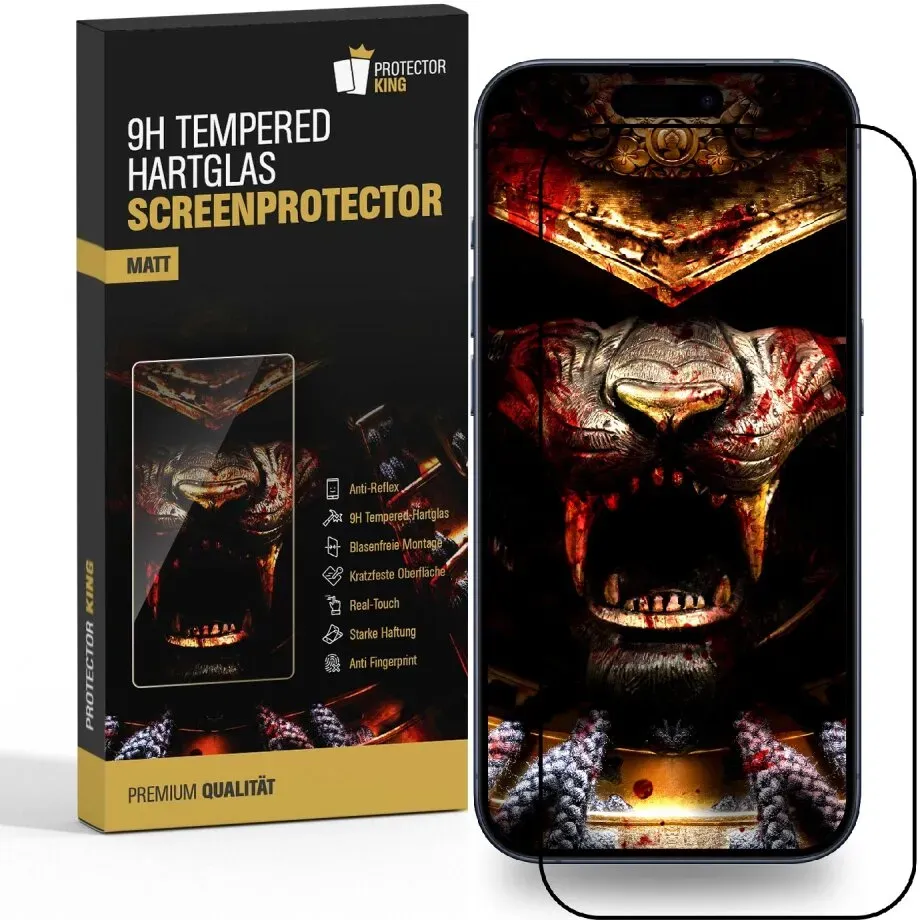 4x 9H Panzerglas für iPhone 16 Pro FULL COVER matt Anti-Reflex entspiegelt echtes Tempered Glass Panzerfolie Displayschutz Schutzglas Hartglas Schutzfolie Screen-Protector