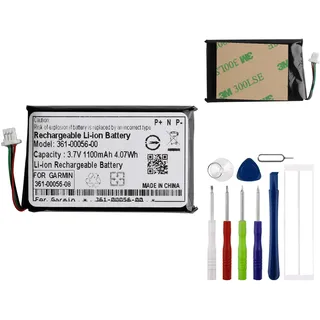 E-yiiviil 361-00056-00 Ersatzakku 1100mAh/3.7V Kompatibel mit Garmin DriveSmart 5, 50 LMT-D, 51 LMT-D EU, 55, 61 LMT-S, 65 GPS Navigation Navi with Tools