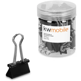 kwmobile 50x Foldback Klammern Set - 50x 19mm - Vielzweckklammer Büro Dokumenten Clips - Metall Maul Klammer Klemmen in Schwarz