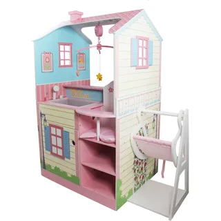 Teamson Kids Olivia's Little World 2 En 1 Puppenhaus Und Wickelstation Für Puppen Mit Hochstuhl TD-11460A