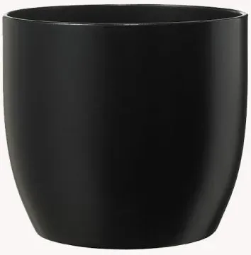 Blumentopf Übertopf  BASEL Pflanztopf matt schwarz rund Keramik H 11 Ø 12 cm