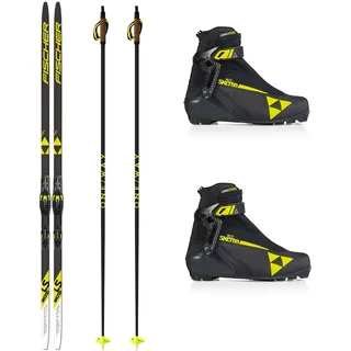 Fischer Langlaufski-Set LS Skate Skating Skier + Bindung + Schuhe + Stöcke (196), black/yellow