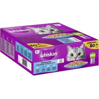 Whiskas 1+ Fisch Auswahl in Gelee 80 x 85g