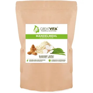 GreatVita Mandelmehl 4x 400g entölt | aus blanchierten Mandeln | proteinreich
