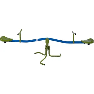 Sandora 40220 Kinder - Wippe Light mit gebogenem Mittelrohr und 360° Rotation XSS005-50kg Gewicht pro Seite mit Boden - Anker für Spaß im eigenen Garten blau/grün