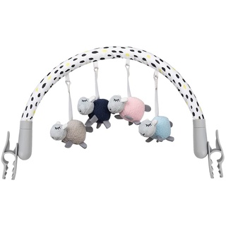 MoMi JOY Spielbügel mit 4 sensorischen Spielzeugen, schnelle Klemmmontage, einstellbarer Neigungswinkel, für Babys und Kinder von 0 bis 5 Monaten
