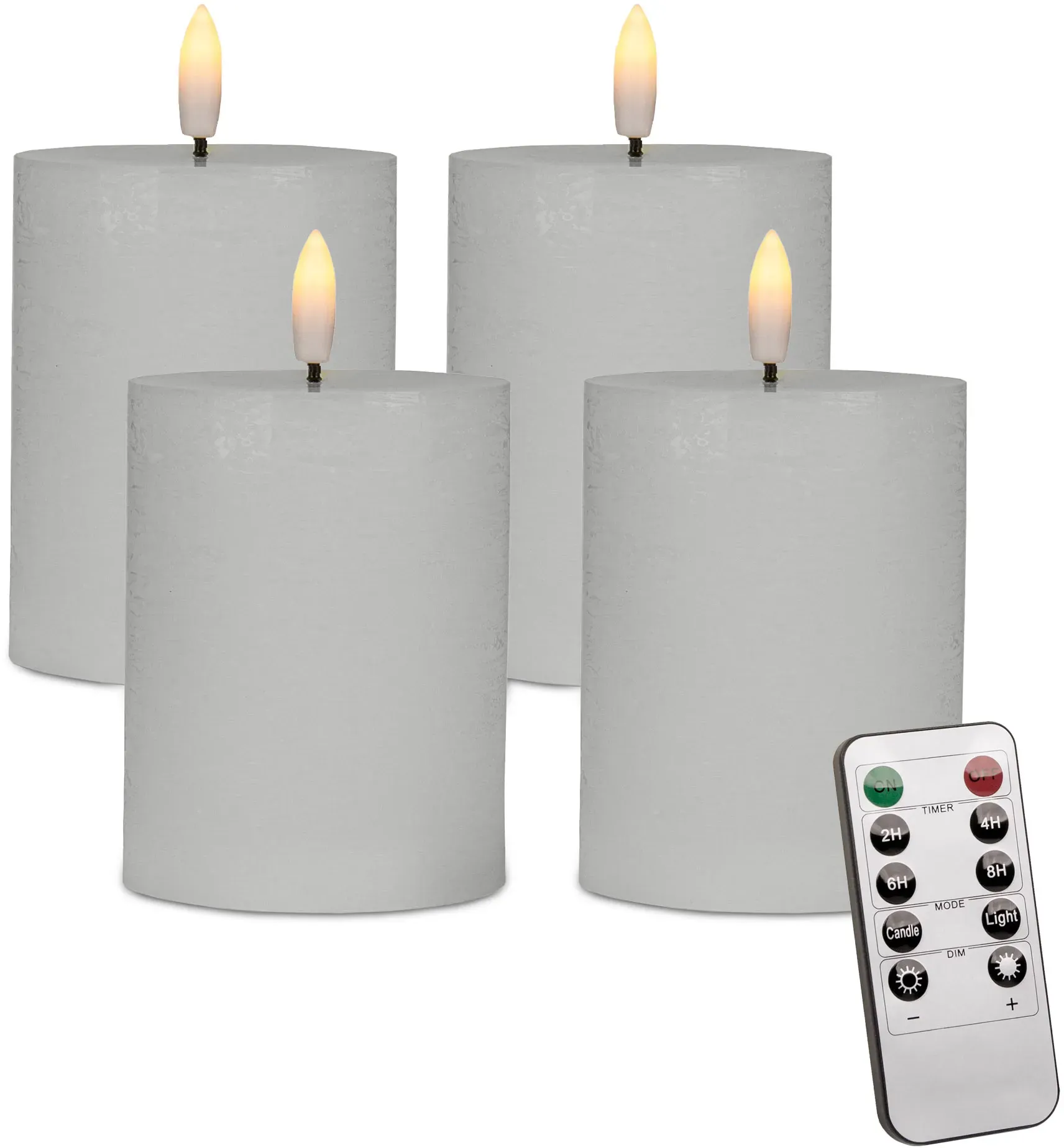 DecoLite LED Kerze 100/75 mm - Weiß (4er Set inkl. Fernbedienung)
