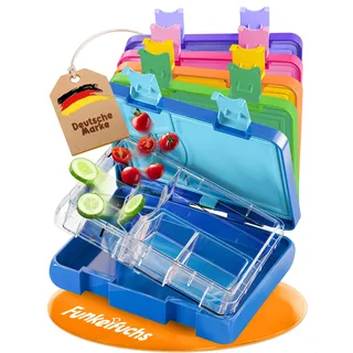 Funkelfuchs® - Brotdose Kinder mit Fächern – 800ml, Blau – Lunchbox Mondschein, groß – Snackbox, Jausenbox, Vesperdose, Brotbox, Bento Box Kinder - für Schule, Kindergarten und Kita - [BPA frei]