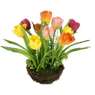 Flair Flower Gesteck Tulpe Kunstblumen Deko Blumen Frühjahrsdekoration Mittelstück Künstliche Pflanze Ostern Osterdeko Floristik Arrangement Blüten Hochzeit Tischdeko Zimmerpflanze Floristik