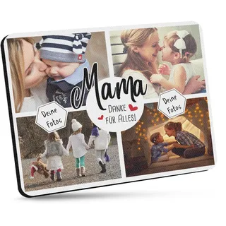 PR Print Royal Mousepad mit Fotocollage für Mama selbst gestalten - Bedrucktes Mauspad - Danke Mama - 23 x 19 cm, 5mm stark | Fotogeschenk für Mama