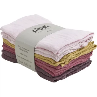 Pippi Babywear Kinder Windel Organic Muslin Cloth (8er Pack) Chalk Pink-65x65 cm