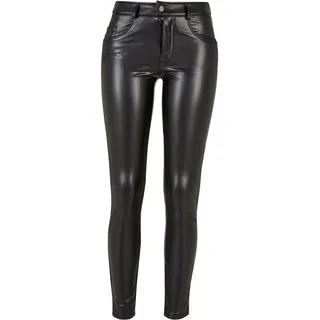 URBAN CLASSICS Damen TB5455-Ladies Mid Waist Synthetic Leather Pants in schwarz, 32