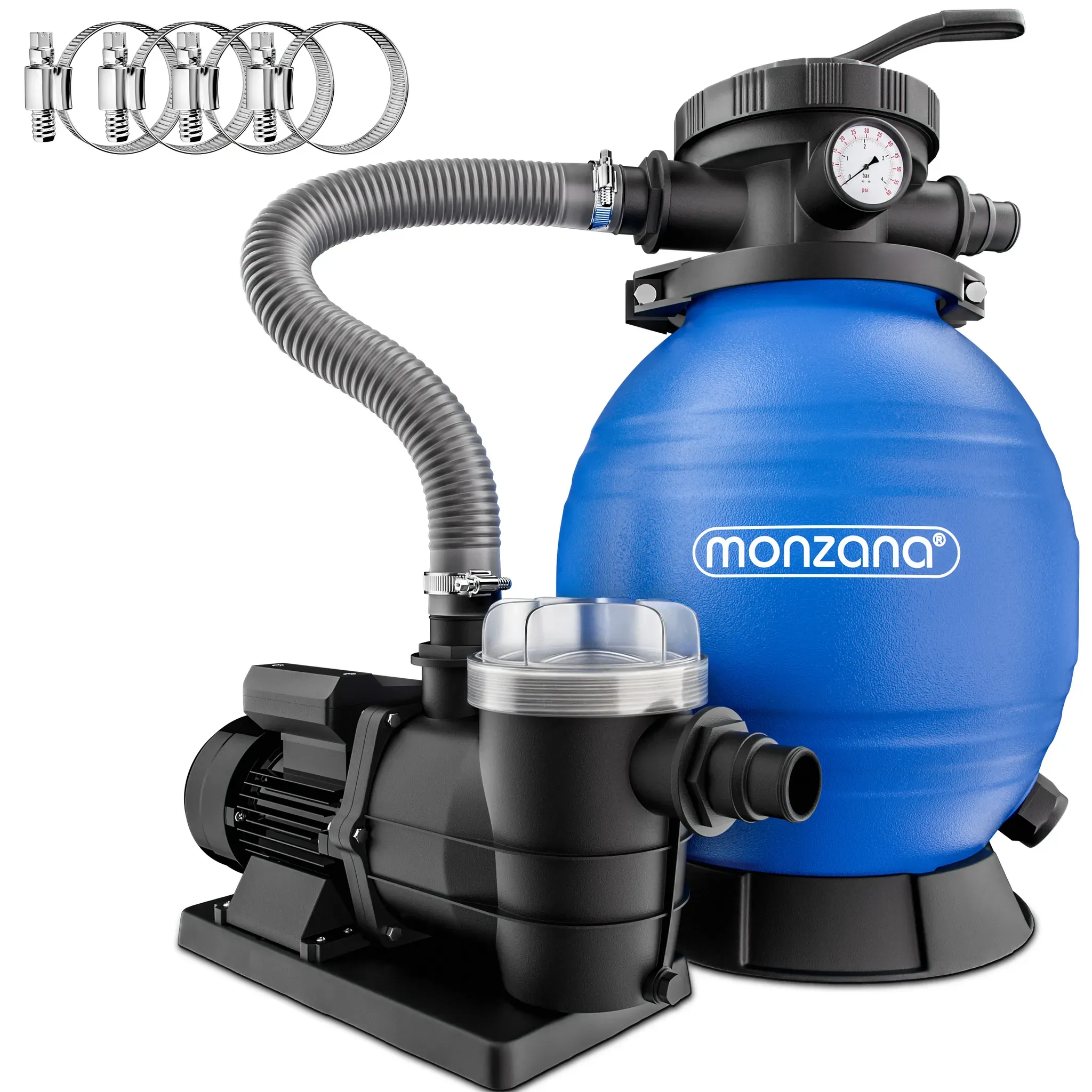 Sandfilteranlage Pool 9600 L/h mit Vorfilter 7-Wege Ventil