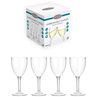 Lay-Z-Spa Premium Weingläser aus Kunststoff, praktisch unzerbrechlich, ultraklar, wiederverwendbar und spülmaschinenfest, ideal für Whirlpools, Pools, Camping und Picknicks, transparent, 4 Stück