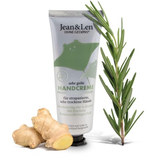 Jean & Len Sehr geile Handcreme Rosemary & Ginger, mit Urea, Handpflege für trockene und rissige Hände, spendet Feuchtigkeit und pflegt intensiv, ohne Parabene und Silikone, Tube, 75 ml