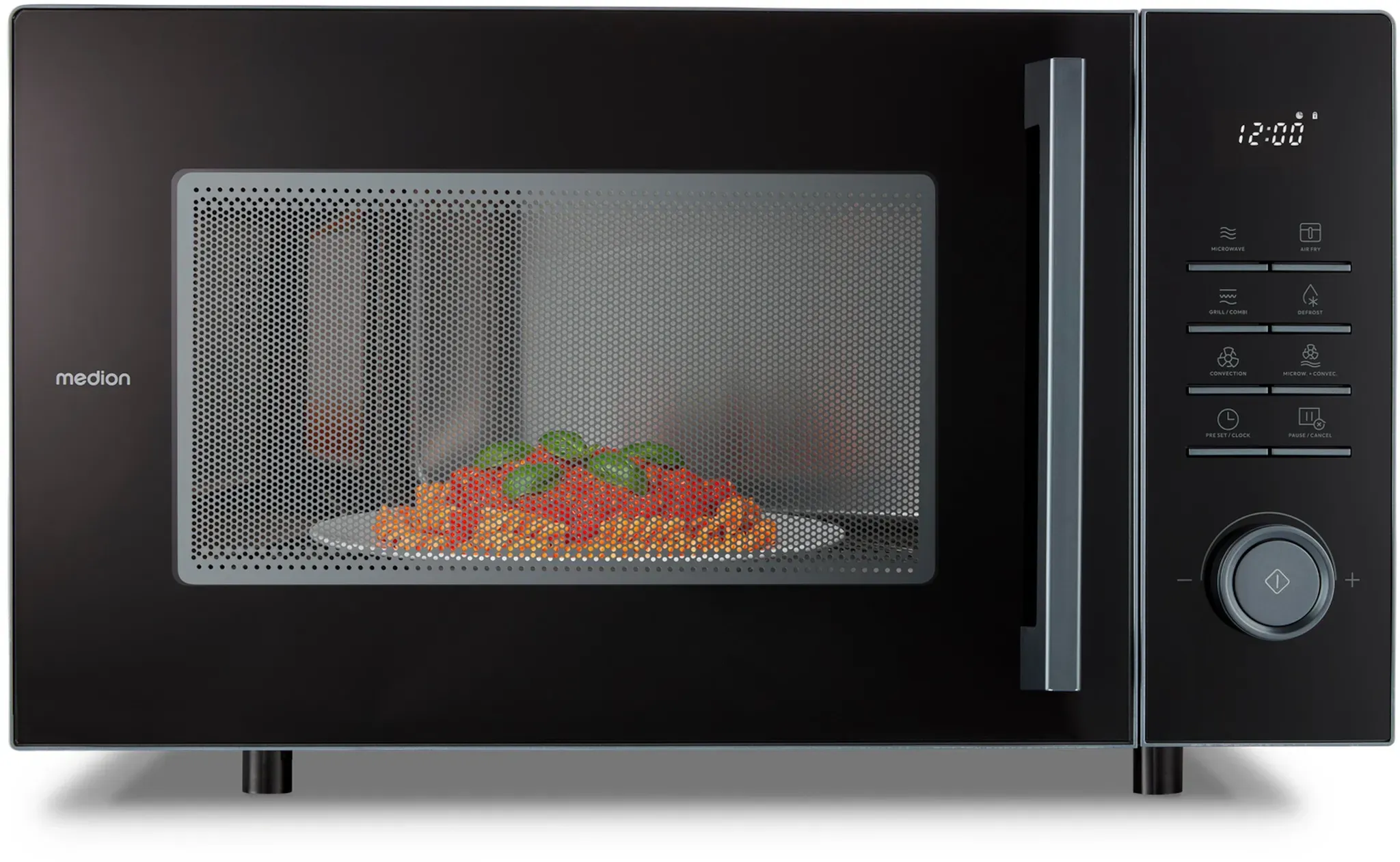 MEDION LIFE® 3-in-1 Mikrowelle mit Grill- und Heißluftfunktion  MD 12231 Dunkelgrau, 900 W Leistung, 25 L kompakt, 10 Leistungsstufen, Auftaufunktion, Timerfunktion