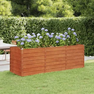 Myheimly Hochbeet, Hochbeet für Garten Balkon Terrasse, Kräuterhochbeet zum Selber Bauen, Gemüsebeet Pflanzkübel aus Metall, Grau Cortenstahl 240 x 80 x 77 cm