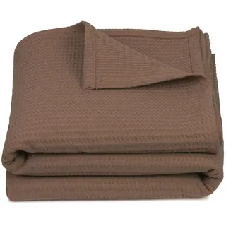 ZOLLNER Kuscheldecke aus Waffelpique 100% Baumwolle, 150x200 cm, braun